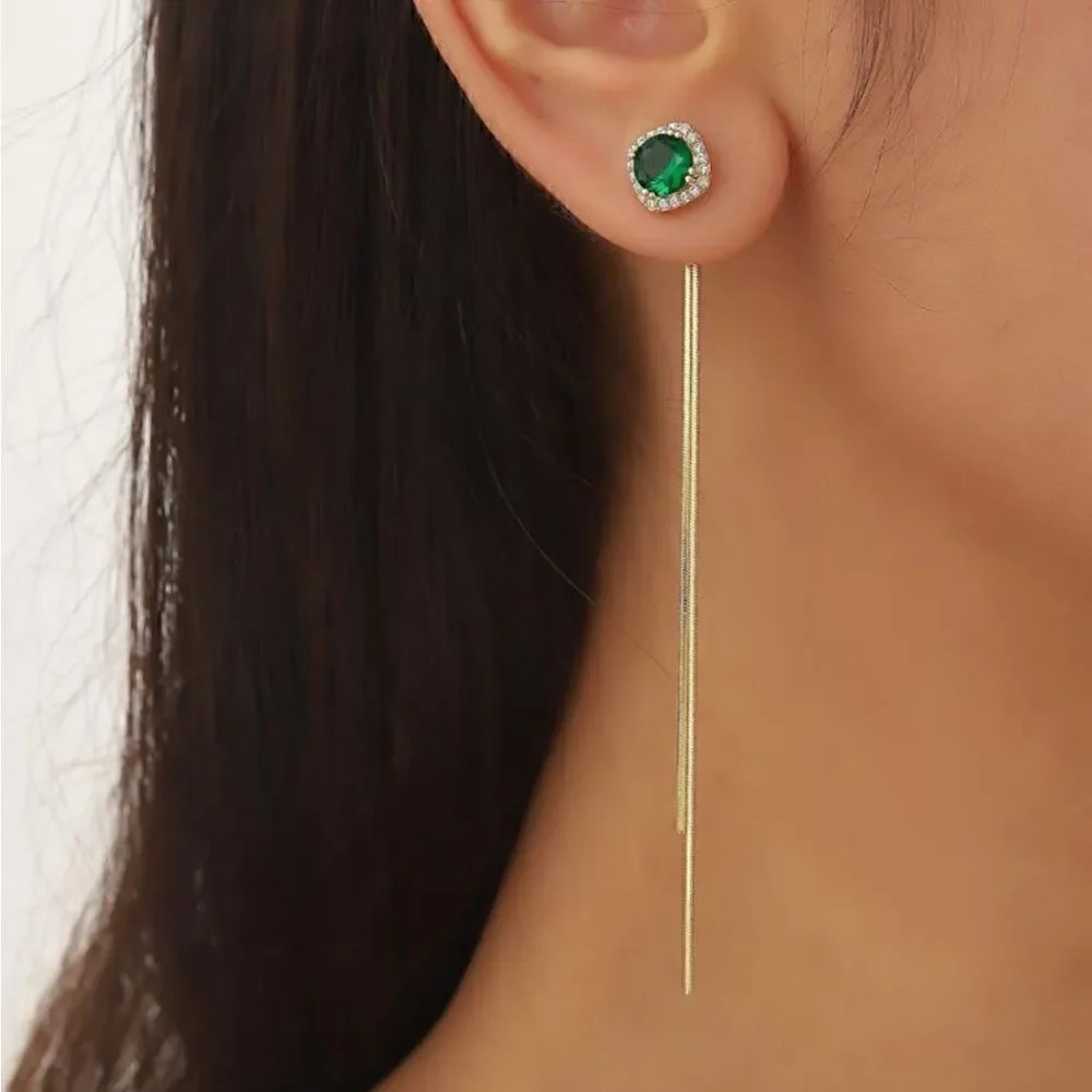 Green diamond earrings S367